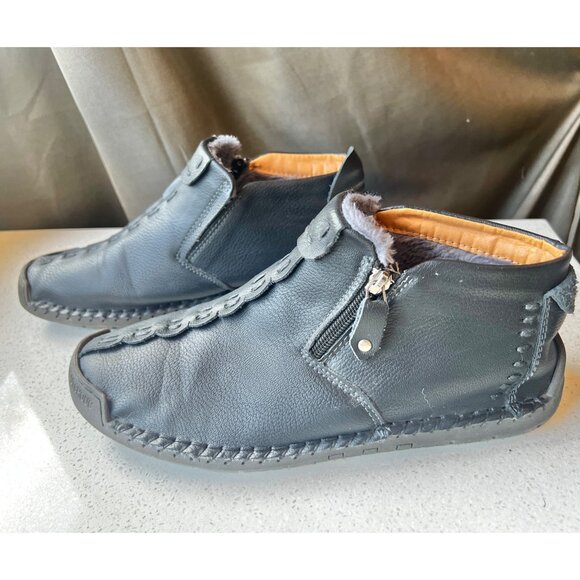 Caoutchoug Other - Mens Caoutchoug Size 10 EU 43 Black Leather Casual Shoes Faux Fur Lining & Side